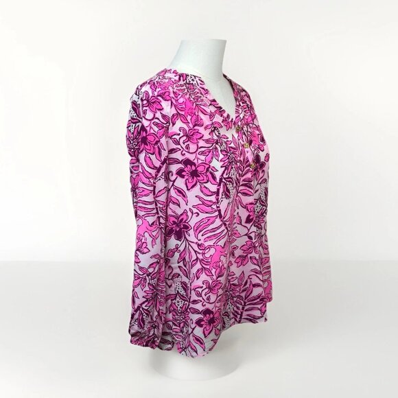 Lilly Pulitzer Silk Elsa Top XS Elderflower Blossom Lil Escape Plan NWOT - Picture 9 of 15